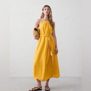 Banana Republic PLEATED-NECK MIDI DRESS L BNWOT 
Color Autumn Leaves